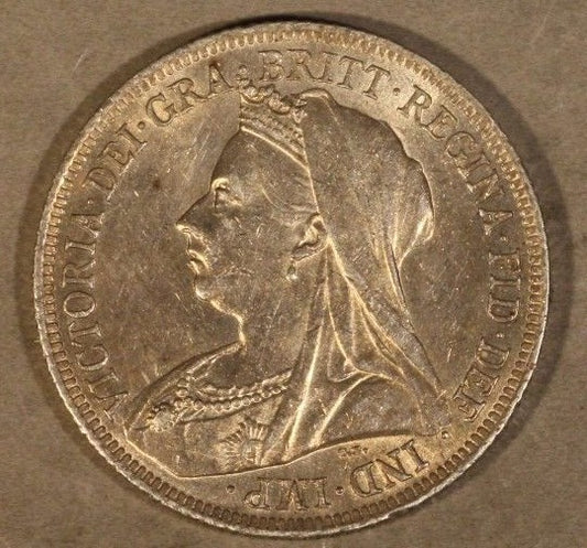 1900 Great Britain Shilling Silver Lightly Circulated 