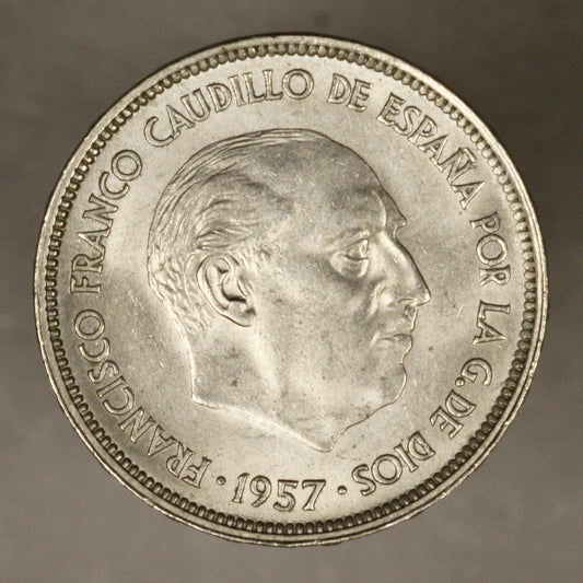 Spain 1957 25 Pesetas AU+
