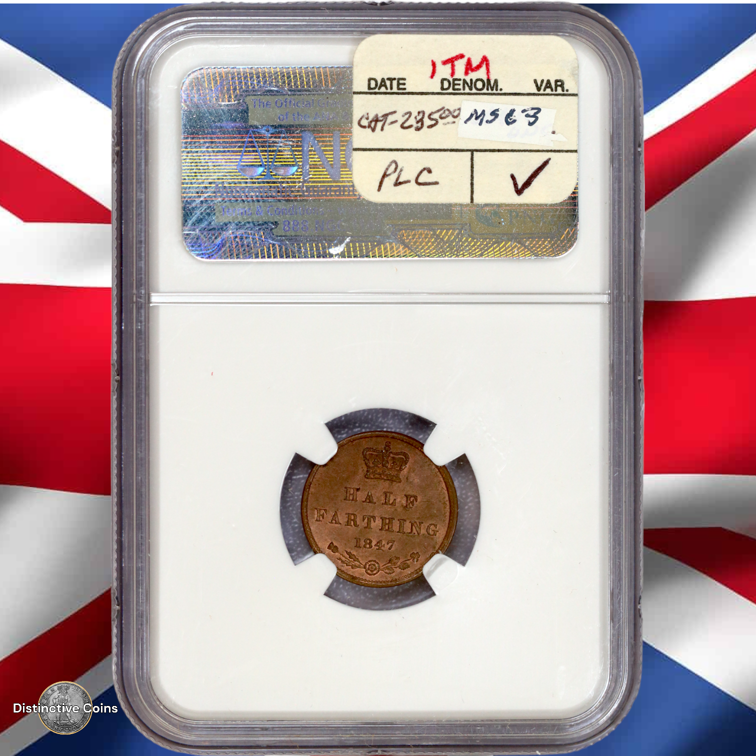 Great Britain 1847 1/2 Farthing NGC MS63RB - GBS022