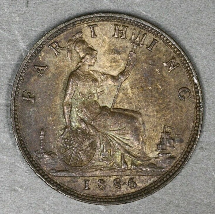 Great Britain 1886 Farthing AU  A3002
