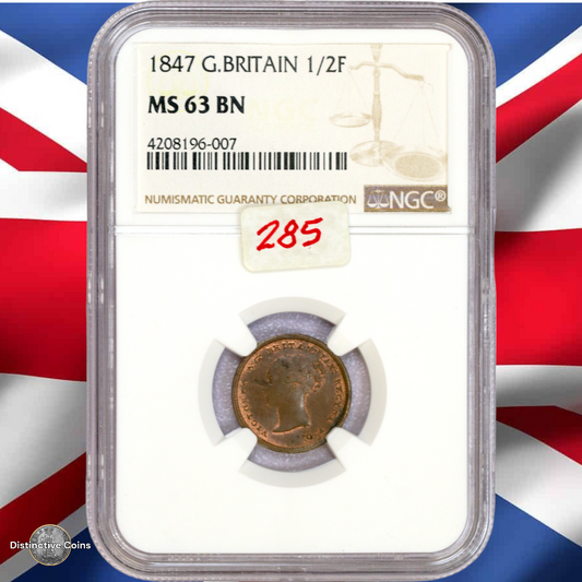 Great Britain 1847 1/2 Farthing NGC MS63BN - GBS020