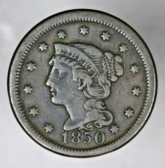 US 1850 Braided Hair Large Cent  A3150