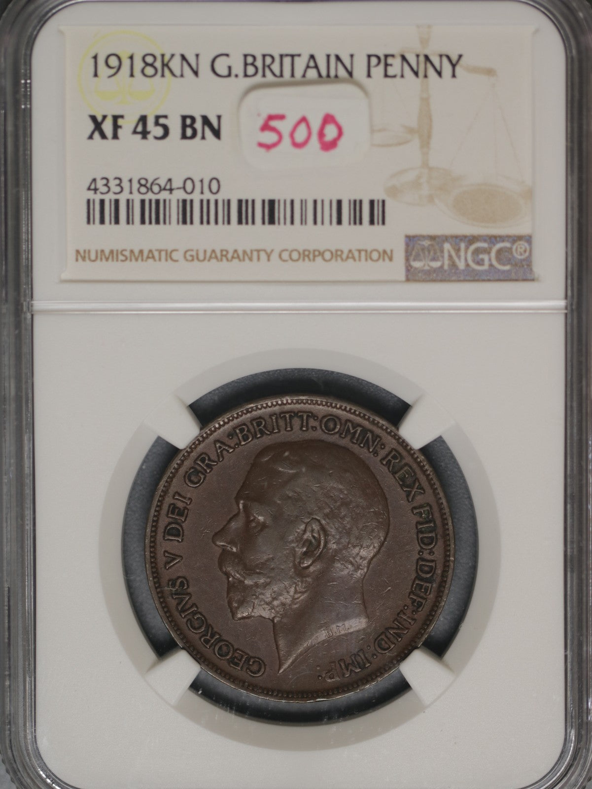 Great Britain 1918KN Penny K-810 NGC XF45 BN
