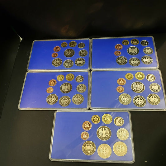 Germany 1995 Proof Sets from all 5 mints A, D, F, G & J High Catalog Value  A227