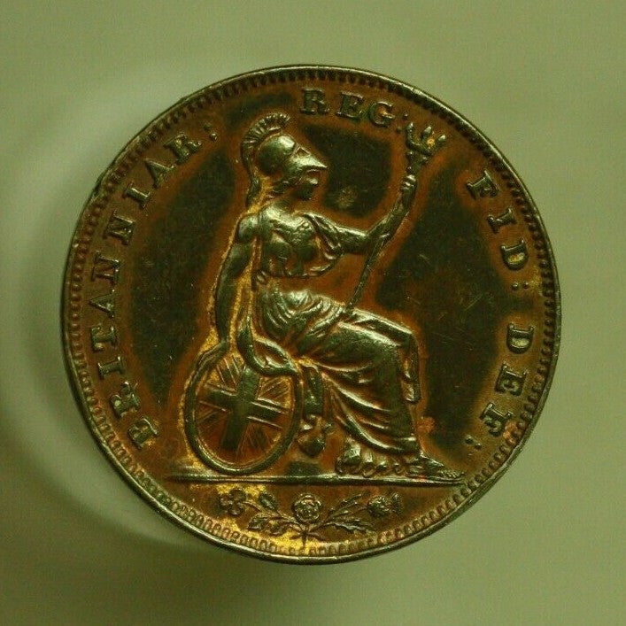 Great Britain 1841 Farthing AU Wiped  A274