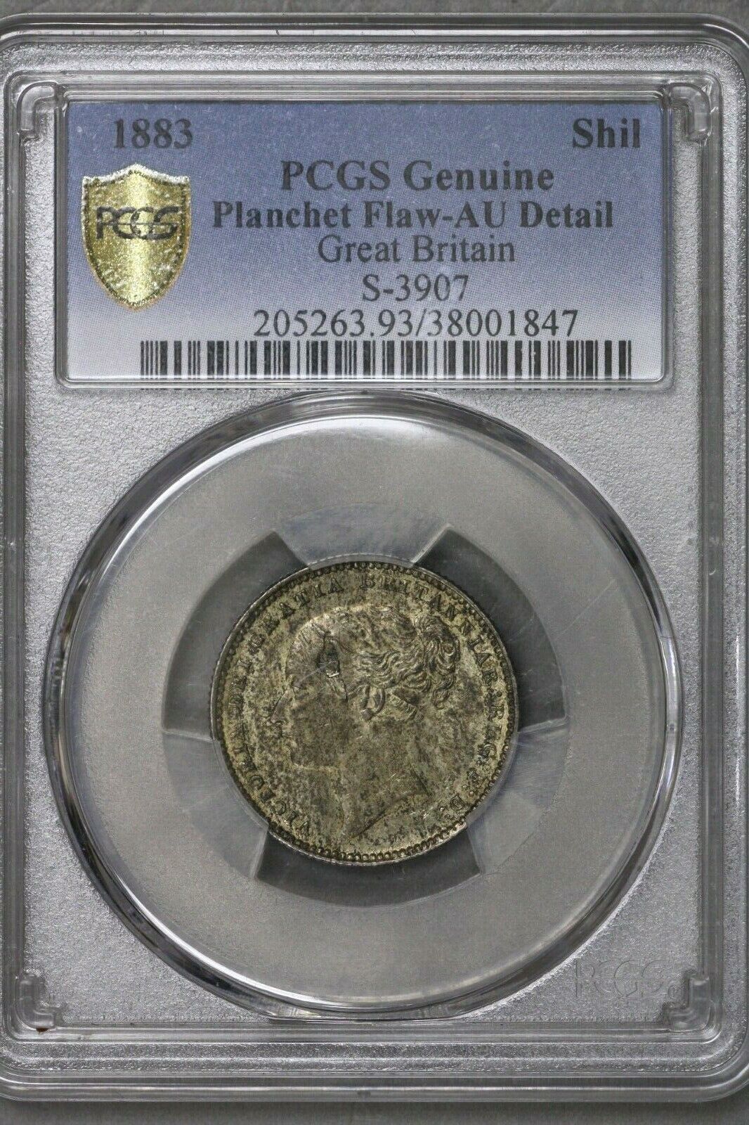 Great Britain 1883 Shilling PCGS AU Detail Planchet Flaw    S422