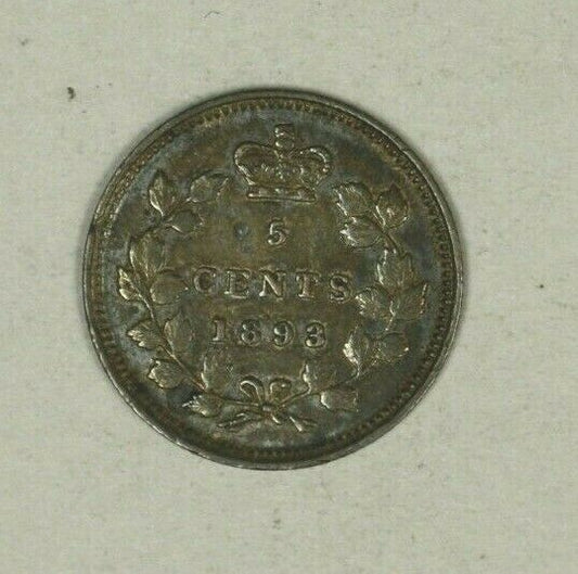 Canada Silver 5 Cents 1893  XF   A2386