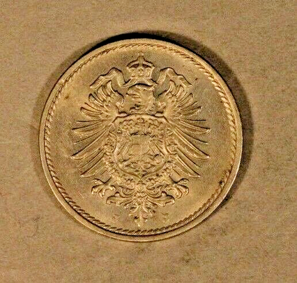 1875J Germany Empire 5 Pfennig BU Flan Flaw   