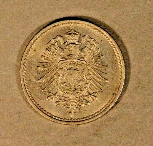 1875J Germany Empire 5 Pfennig BU Flan Flaw   