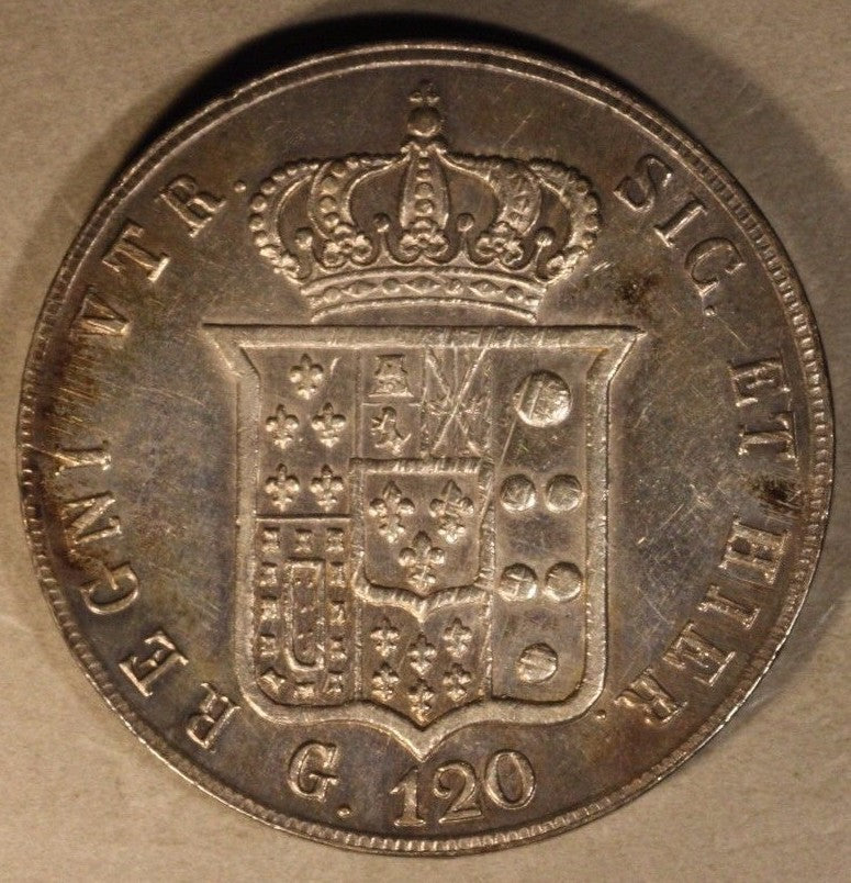 1856 Italy Naples 120 Granda High Grade Re-Punched Date