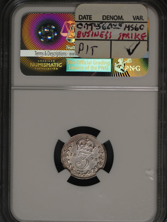 Great Britain 1893 3 Pence K-758 NGC AU Details Damaged CLOSE 3