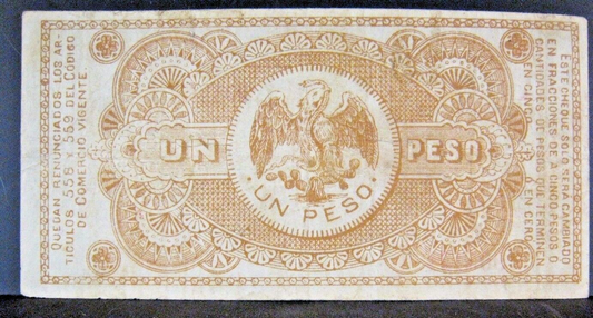 1914 Mexico Rev. Yucatan, Comision Reguladora 1 Peso ++
