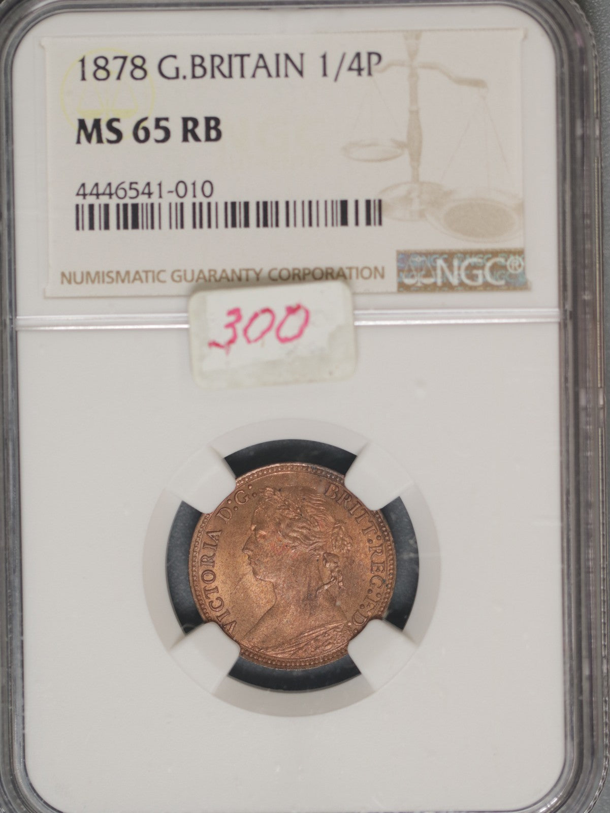 Great Britain 1878 Farthing K-753 NGC MS65 RB