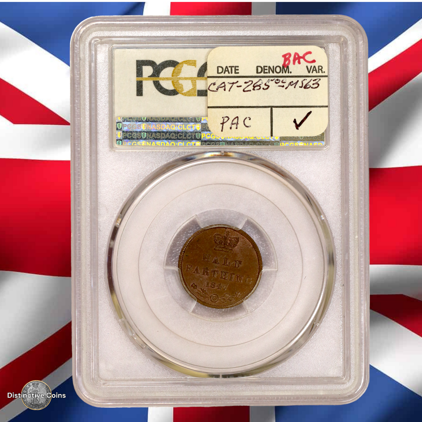Great Britain 1847 1/2 Farthing PCGS MS63BN - GBS021