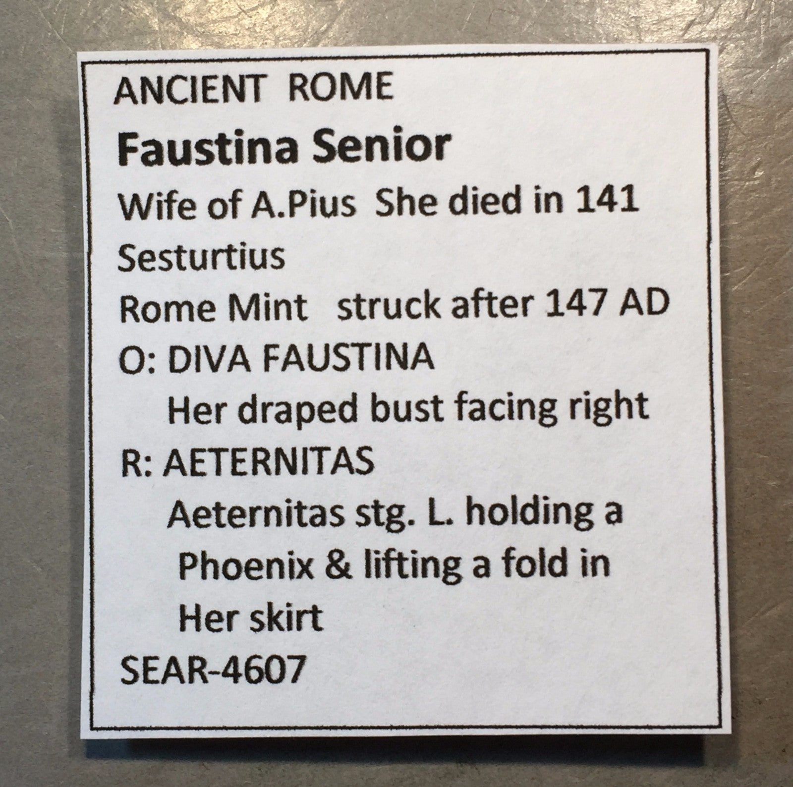 ANCIENT ROME  Faustina Senior Sesturtius Rome Mint   #A459