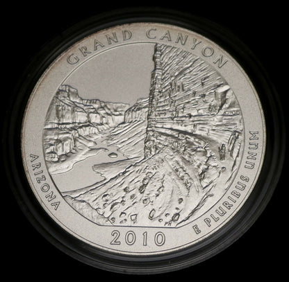 US 2010 ATB Grand Canyon 5oz Silver Uncirculated Quarter with Box No Cert   B288