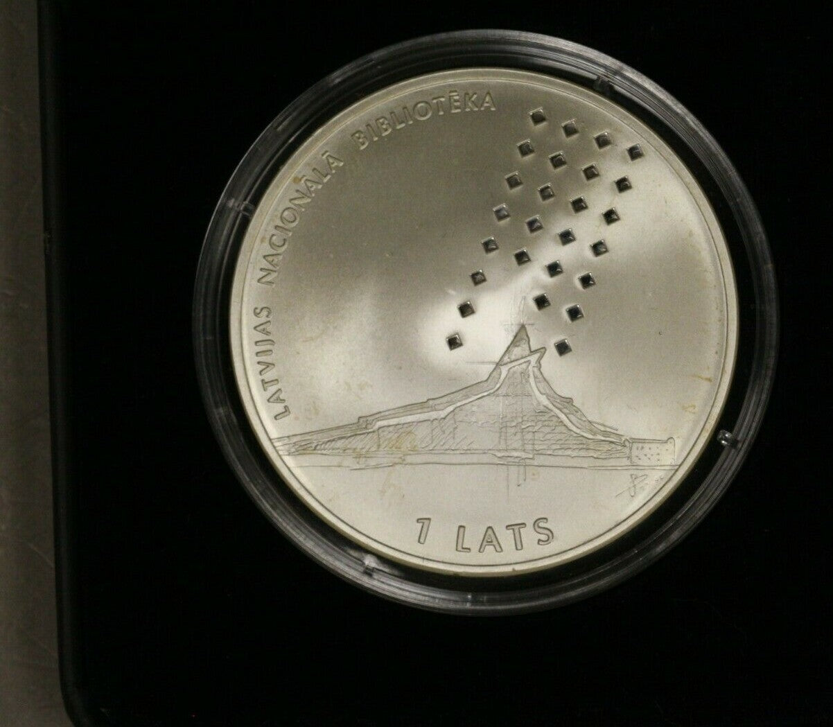 Latvia Silver 1 Lats 2002 National Library of Latvia PROOF with Box & COA B136