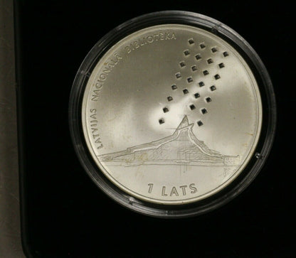 Latvia Silver 1 Lats 2002 National Library of Latvia PROOF with Box & COA B136