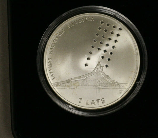 Latvia Silver 1 Lats 2002 National Library of Latvia PROOF with Box & COA B136