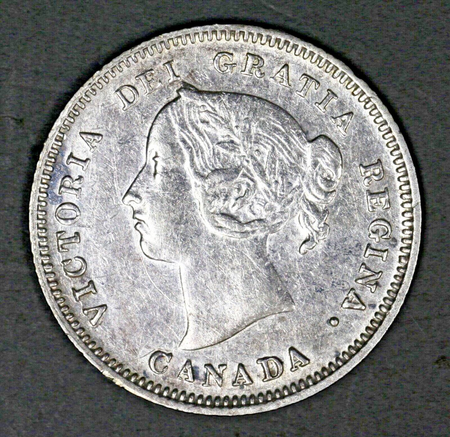 Canada 1890H Silver 5 Cents XF Old Light Cleaning  A3178