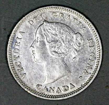 Canada 1890H Silver 5 Cents XF Old Light Cleaning  A3178