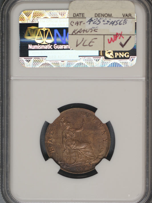 Great Britain 1882H 1/2 Penny K-754 NGC MS62 BN