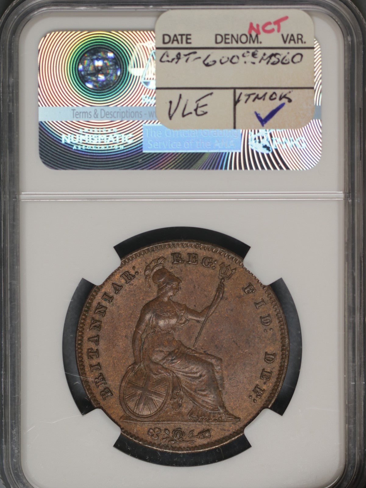 Great Britain 1854 Penny K-739 NGC AU 58 BN PLAIN TRIDENT