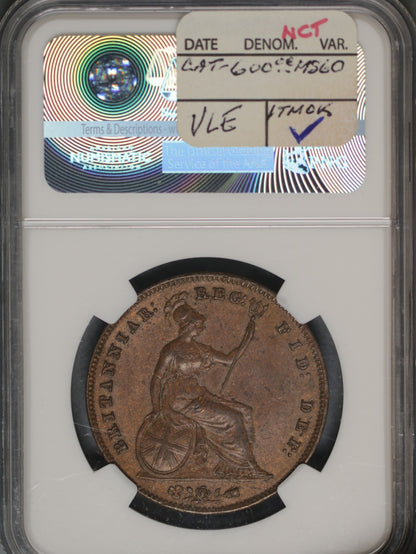 Great Britain 1854 Penny K-739 NGC AU 58 BN PLAIN TRIDENT