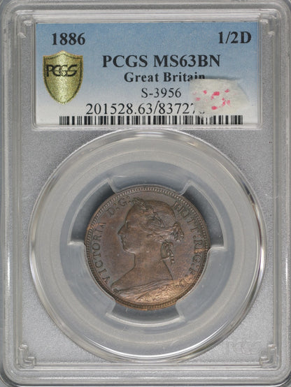 Great Britain 1886 1/2 Penny K-754 NGC MS63 BN