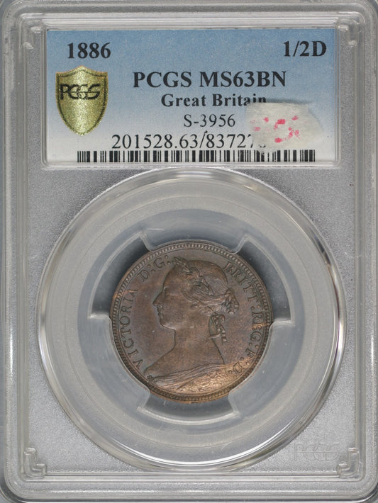 Great Britain 1886 1/2 Penny K-754 NGC MS63 BN