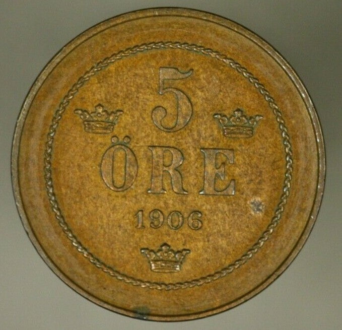 Sweden 5 Ore 1906  UNC  - 2 Year Type A947