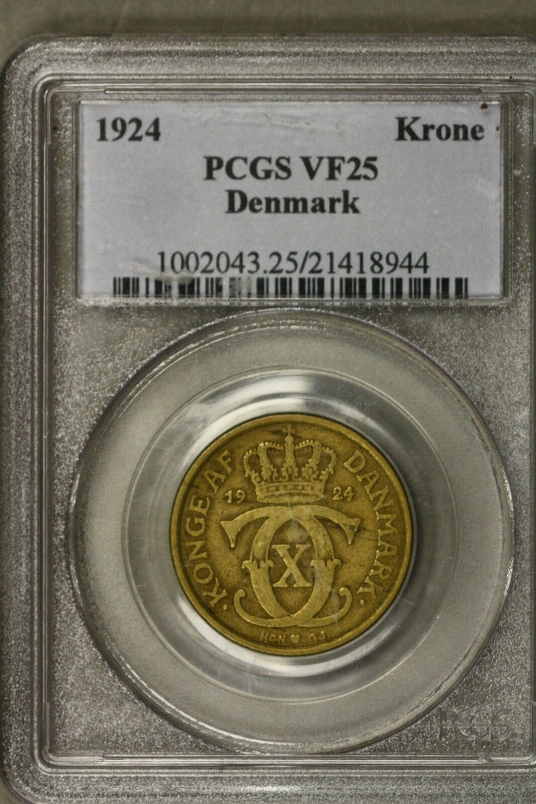 Denmark Krone 1924  PCGS VF25  KEY DATE !!! S105
