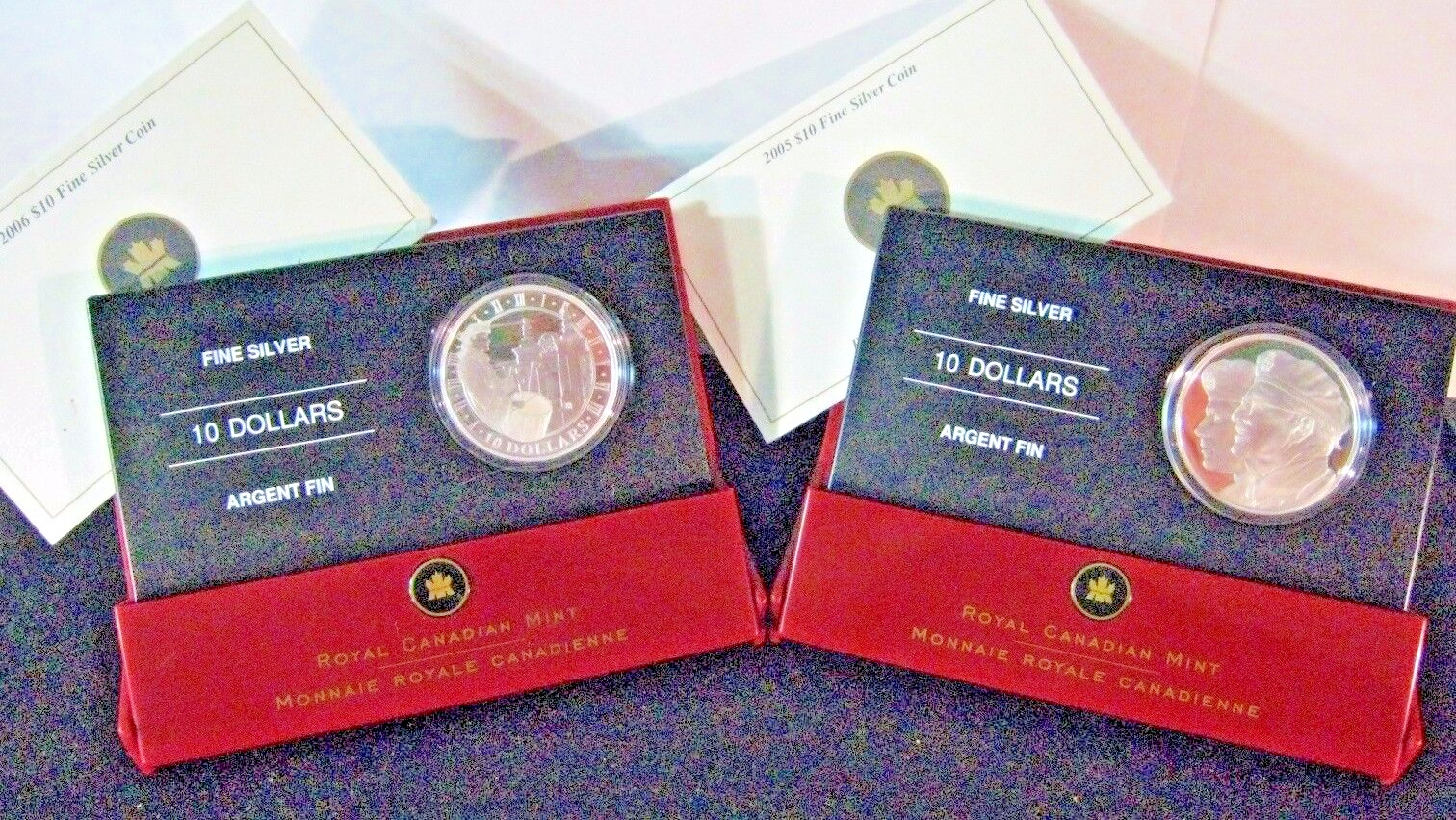 2005 & 06 (2)Canada $10 Veterans & Louisbourg Pf Sil.