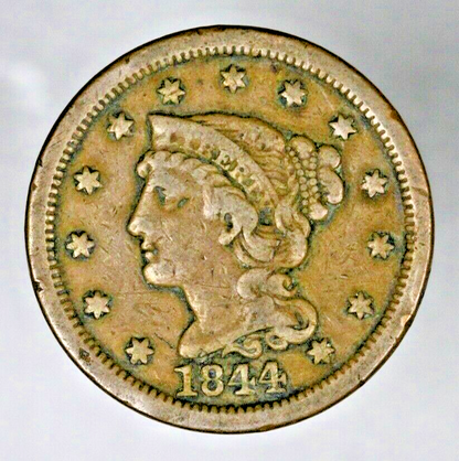 US 1844 Braided Hair Large Cent  A3145