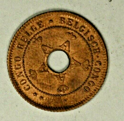 Belgian Congo Centime 1919  Reddish UNC  A1907