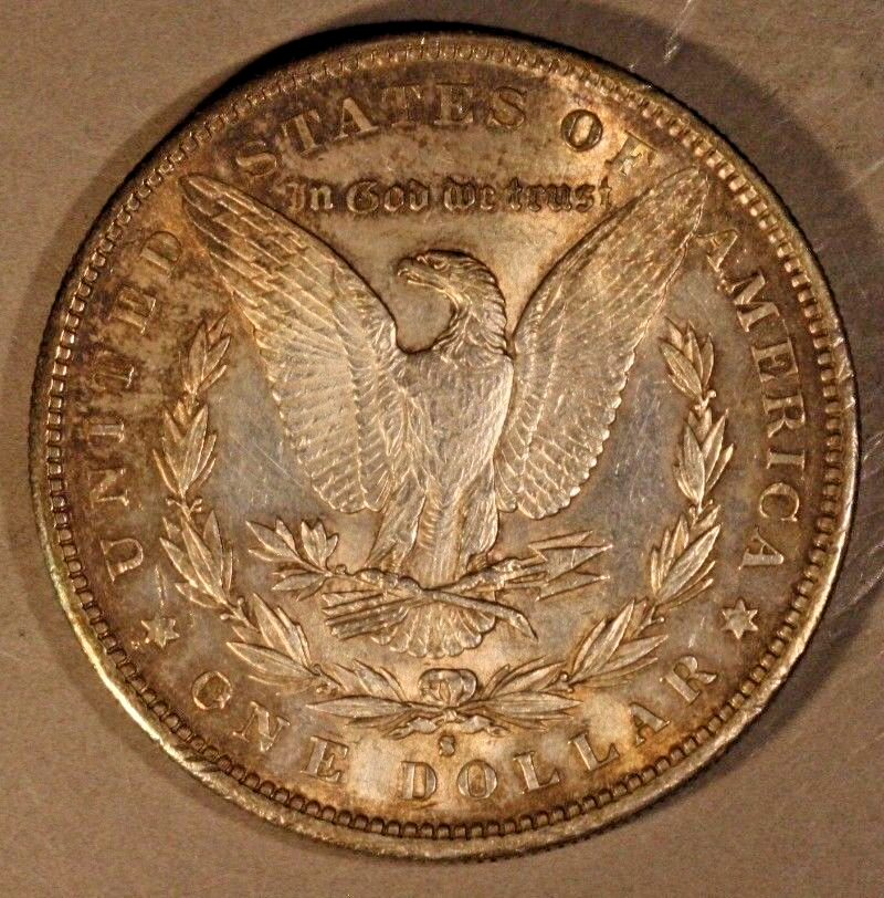 1890 S Morgan Silver Dollar Nice with Blue Tone  