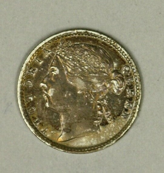 Straits Settlements Silver 10 Cents 1896 Toned AU  Victoria A904