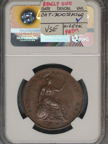 Great Britain 1859 Penny K-739 NGC AU58 BN
