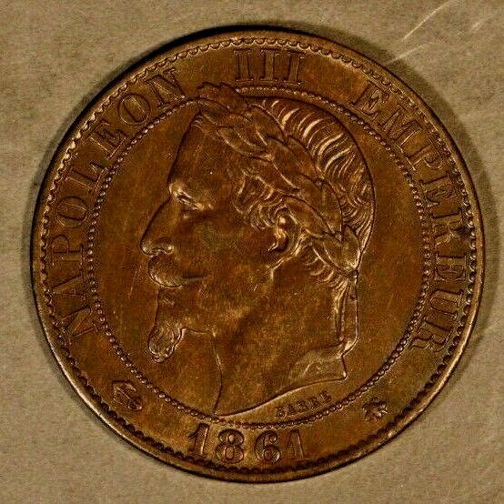 1861A France 5 Centimes Very High Grade Coin       