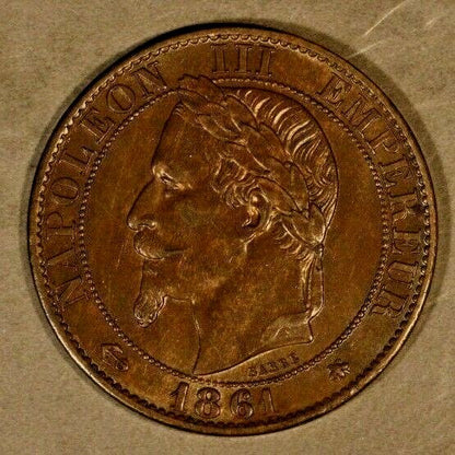 1861A France 5 Centimes Very High Grade Coin       