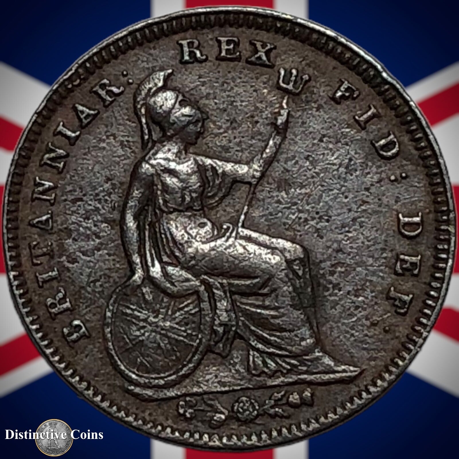 Great Britain 1827 Third Farthing 1/3 Penny GB3007