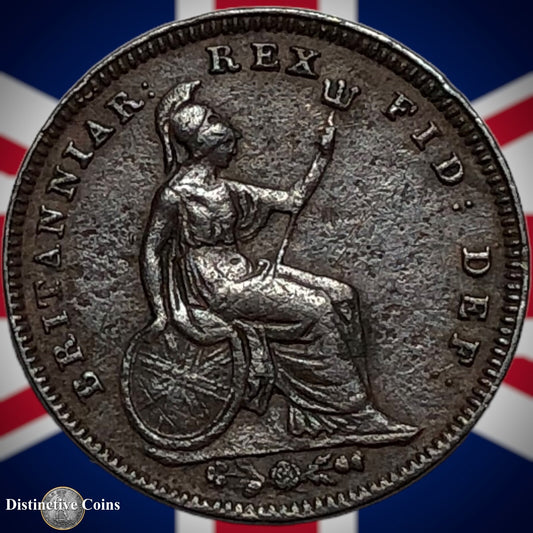 Great Britain 1827 Third Farthing 1/3 Penny GB3007