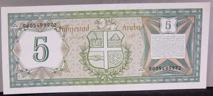 1986 Aruba 5 Florin CU Nice !       
