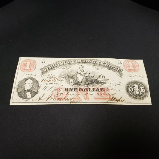 Virginia Treasury Note 1862 $1 Richmond
