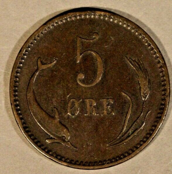 1882 C.S. Denmark 5 Ore Very Nice    