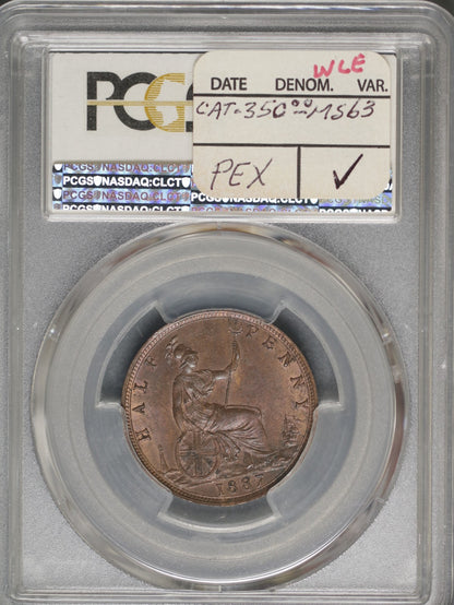Great Britain 1887 1/2 Penny K-754 PCGS MS63 BN