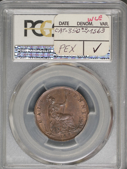 Great Britain 1887 1/2 Penny K-754 PCGS MS63 BN
