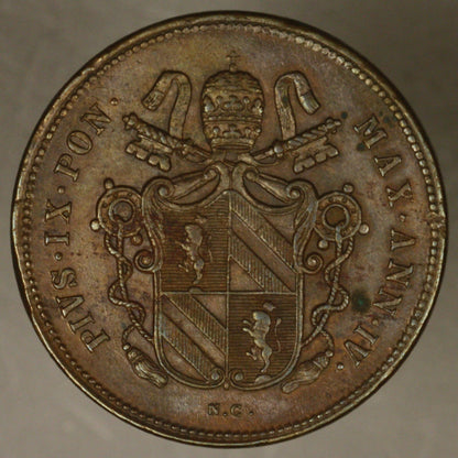 Italy - Papal States 2 Baiocchi 1850 R AU