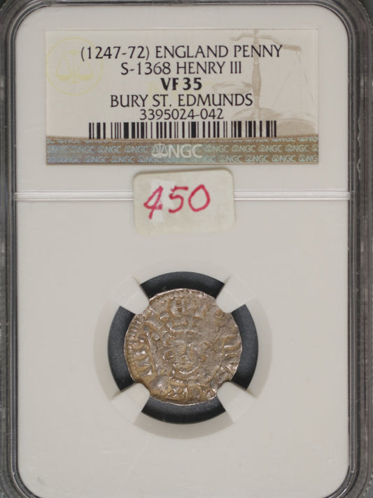 Great Britain 1247-72 Penny S-1368 NGC VF35 HENRY III BURY ST. EDMUNDS