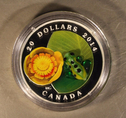 2014 Canada $20 Silver Water Lily & Leopard Frog Proof 
